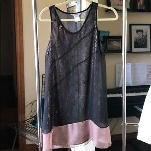 Easley dress with sequin details under sheer top